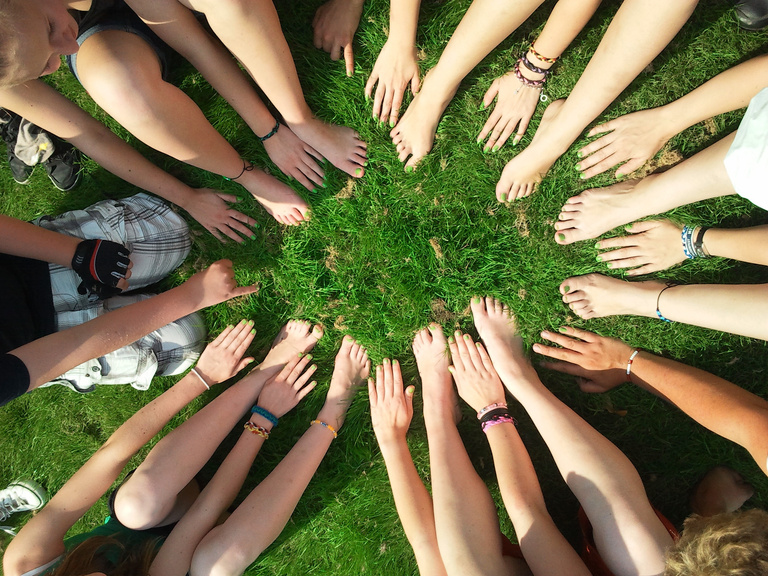 Hands and Feet on the Grass